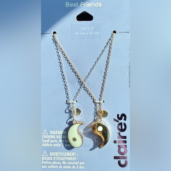 Claire's Best Friends Gold-tone & Silver-tone BFF Yin Yang Necklaces, 2 pack set - Picture 3 of 9
